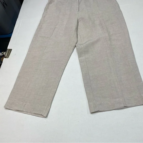 Van Heusen Womens Linen Blend Size 12 Wide Leg Beige Capri Pant Casual Loose Fit - Picture 2 of 11